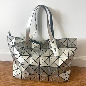 Issey Miyake Silver Geometric Tote Bag